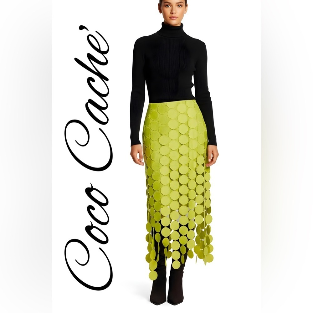 Laser Cut Multi Circle Double Layer Tassel Midi Skirt
